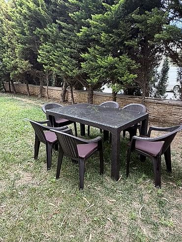 Мебель: Bağ üçün stol-stul dəsti - Komplekt: 1 ədəd düzbucaqlı stol + 6 ədəd — 2