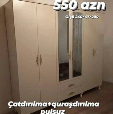 Dolablar: Yeni, Açılan, 4 qapılı Düz dolab, Qarderob, paltar dolabı, Azərbaycan — 6