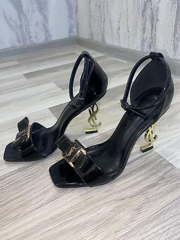 ysl ayaqqabı: Qadın açıq burunlu, ayaq biləyi qayışlı yüksək daban ayaqqabı. - Rəng — 5