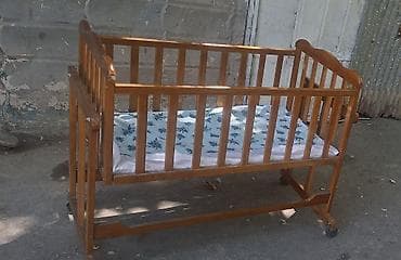 beşik: Taxta beşik – klassik model - Material: cilalanmış ağac, təbii rəng - — 3