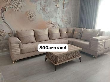 divan masa: Künc divan dəsti və orta stol - L formalı yumşaq künc divan: geniş — 1