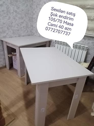 Mətbəx masası, Yeni, Açılmayan, Laminat, Kvadrat masa