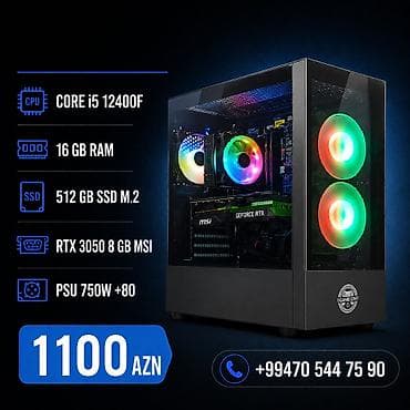 ✅Yeni yigilmis pci Yeni upakofkada Tek Case 1100 azn ✅Cpu Intel Core