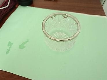 Süfrə ləvazimatları: Xrustal dekorativ qab – metal kənarlı - Material: qalın, şəffaf — 2