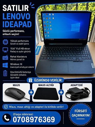 Lenovo IdeaPad noutbuk - 15.6" Full HD ekran – parlaq və aydın