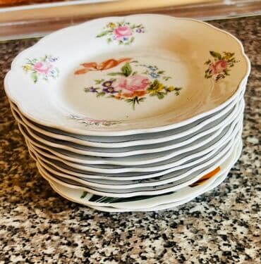 Блюда для тортов и сладостей: Миски, Набор из 6 шт., цвет - Синий, Фарфор, СССР — 23