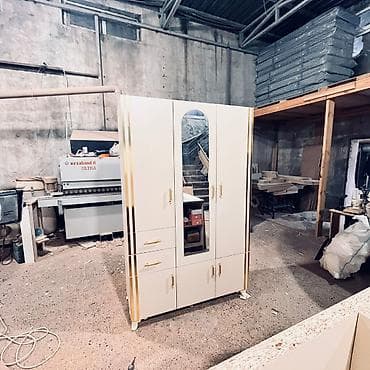 3 qapılı, Güzgülü, Bej, Açılan, Düz dolab