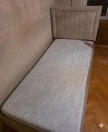 Ev üçün mebel: Təknəfərlik çarpayı, Bazalı, Matras ilə, Siyirməsiz — 2