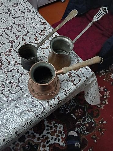 kofe dəsti: Qəhvə dəsti, rəng - Qəhvəyi, Metal — 1