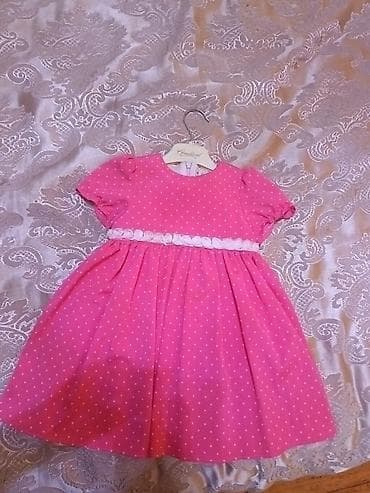 Qız uşaqları üçün zərif don - Rəng: çəhrayı - Naxış: xırda ağ xallı