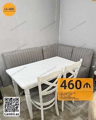 Künc divan və masa dəsti - Komplekt: künc divan + masa + 2 ədəd stul
