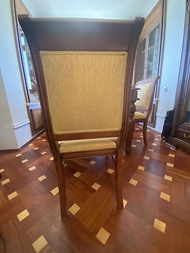 taxta stular: Qonaq otağı üçün, İşlənmiş, Açılan, Dördbucaq masa, 8 stul — 8