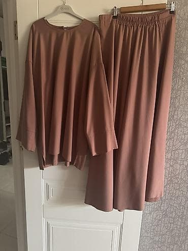 Qadın dəst – oversize tunika və ətək - Rəng: toz-çəhrayı/terracotta