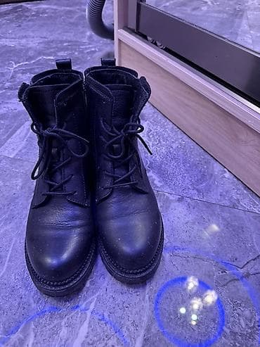 botinkalar 39: GREYDER qara dəri unisex qış botları - Material: təbii dəri üst — 2