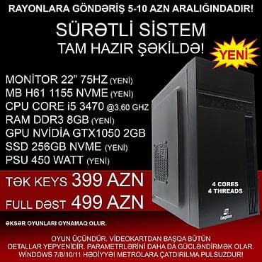 apple notebook: Oyun üçün Kompüter "Legion Core i5 3470 GTX1050 2GB 256GB NVME” ⭐Tək — 3