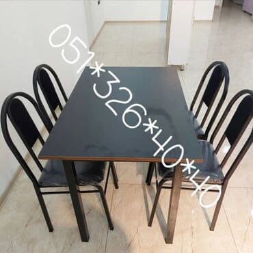 Masa və oturacaq dəstləri: Qonaq otağı üçün, Yeni, Açılan, Dördbucaq masa, 4 stul — 5