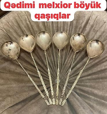 6 ədəd dekorativ desert qaşığı dəsti melixior qaşıqlar. - Forma: ürək