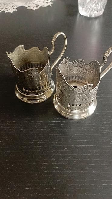 klonka sufreler: Sovet podstakanniki,kolçuqino-1960-cı illər.ideal vəziyyət.MNS.Gümüşü — 3