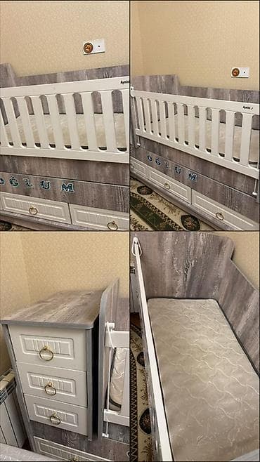 Oğlan və qız üçün, İşlənmiş, Dördbucaq, Beşik, Dəst ilə, Matras ilə, Yellənmə mexanizm ilə