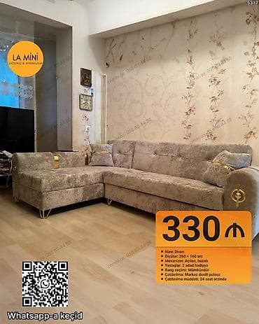 dekor mebel: Künc divan, Açılan, Bazalı, Parça, Şəhərdaxili pulsuz çatdırılma — 1