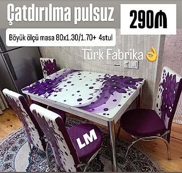 Mətbəx üçün, Açılan, Dördbucaq masa, 4 stul