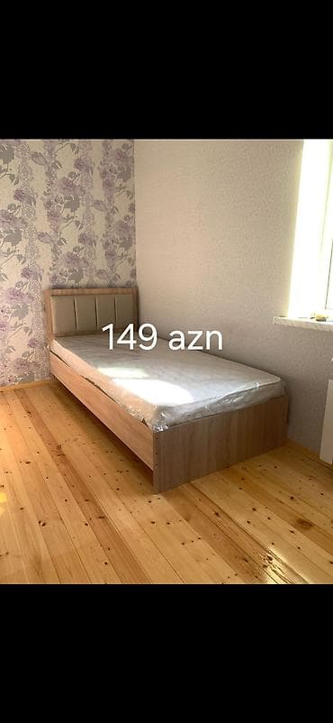 taxt dosekleri: Tək nəfərlik çarpayı – 149 AZN - Müasir dizayn: ağ və ağac rəngli — 4