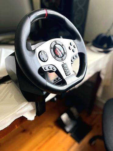 ucuz vr: Oyun sükanı və pedallar dəsti - Sükan: tam ölçülü, rezin örtüklü — 2