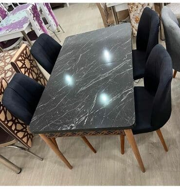 qabaq ustol: Mətbəx üçün, Yeni, Açılan, Dördbucaq masa, 4 stul — 5