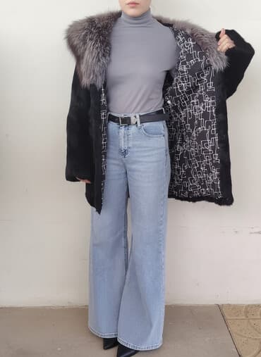 parçadan qadın mokasinlər: Kürk, rəng - Qara — 3