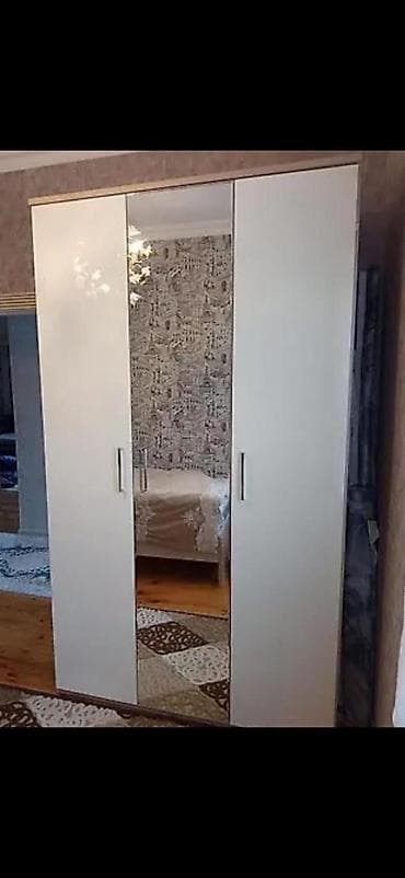 3 qapılı, Güzgülü, Ağ, Açılan, Düz dolab