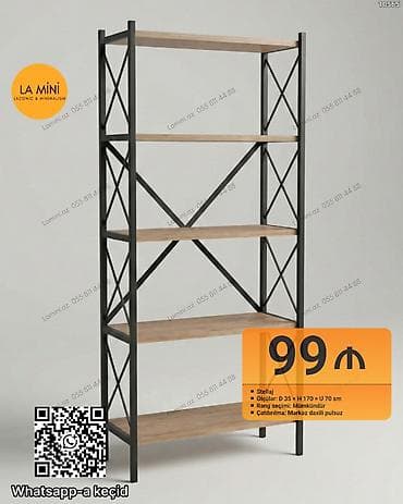 Rəflər, etajerkalar: Məhsul: Stellaj (rəf sistemi) Təsvir: - Minimalist dizaynlı, metal — 1