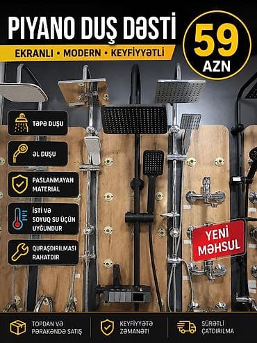 dus seti: --- 🚿 Piano tipli ekranlı duş dəsti – 59 AZN Keyfiyyətli və yeni — 1