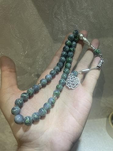 Təsbeh – dekorativ metal tasseli - Material: cilalanmış şüşə/daş