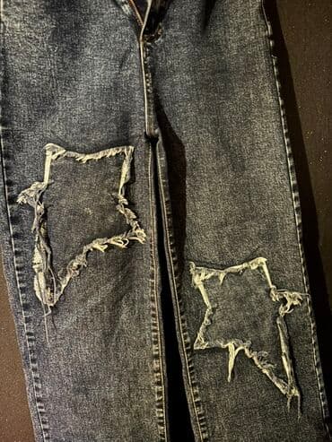 женские джинсы со стразами: Джинсы, M, L, цвет - Голубой — 1