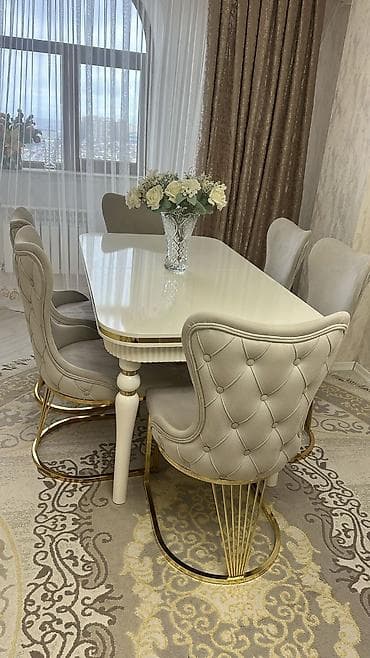 Qonaq otağı üçün, Yeni, Açılmayan, Dördbucaq masa, 6 stul