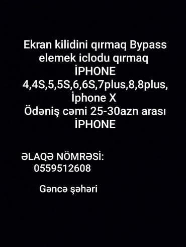 Xidmət: iPhone ekran kilidinin bypass edilməsi və iCloud kilidinin lalafo.az -da Xidmət: iPhone ekran kilidinin bypass edilməsi və iCloud kilidinin