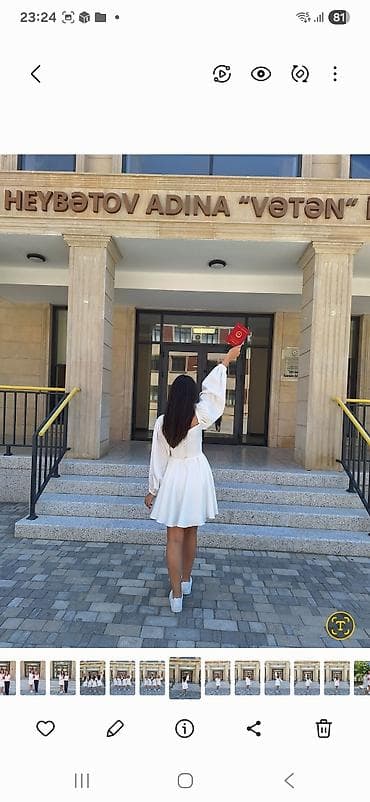 koja donlar: Ağ rəngli zərif qız donu - Model: qısa ətəkli, kvadrat yaxalı - Qol — 2