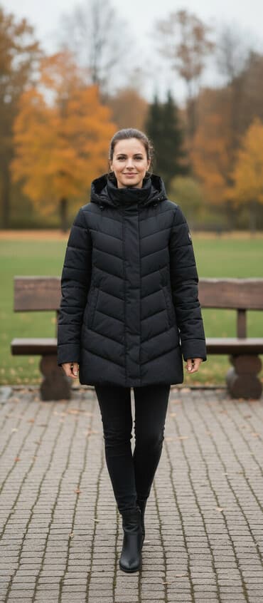 Qadınlar üçün qara rəngli qışlıq şişmə gödəkçə - Rəng: Klassik qara -