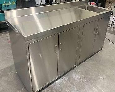 Paslanmayan poladdan hazırlanmış peşəkar mətbəx iş stolu və ikili