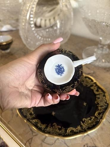 Qəhvə dəsti, rəng - Qızılı, Farfor, İtaliya — 2