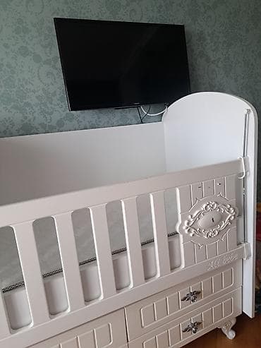 stul dest: Uşaq beşiyi – Ali Bebe model - Rəng: ağ/ivori - Material: MDF/laminat — 2