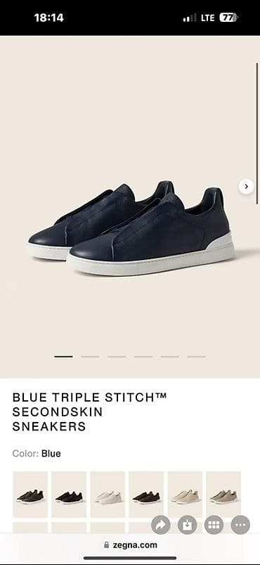 Məhsul: Zegna Blue Triple Stitch Secondskin Sneakers 1:1 Stelka 29 — 2