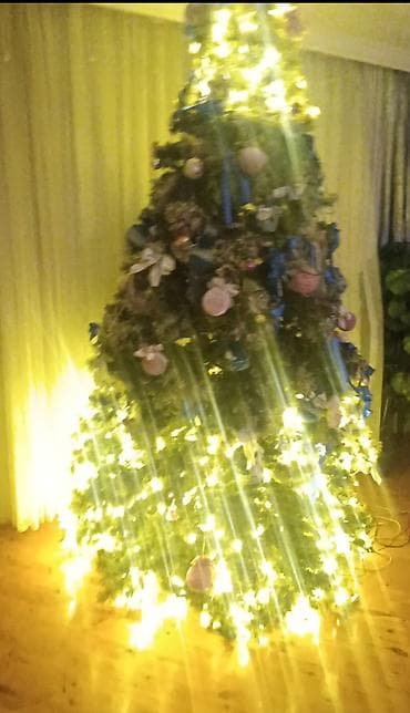 kivi agaci: Böyük ölçülü süni Yeni il ağacı – tam bəzədilmiş komplekt - Hündürlük — 1