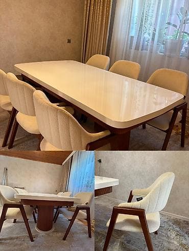 Mebel: Qonaq otağı üçün, İşlənmiş, Kvadrat masa, 6 stul — 1