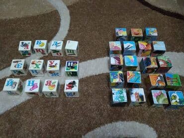 12 eded herfli, 18 eded shekilli taxta kubiklar ve 27 eded taxta