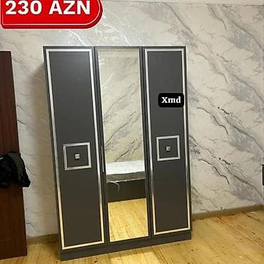 mdf stol: Üç qapılı dolab – 230 AZN - Rənglər: ağ/gümüş və tünd boz/gümüş — 2