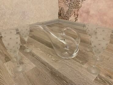 çaxır boçkası: Qədəhlər, rəng - Ağ, Şüşə, 6 ədədli dəst, Türkiyə — 1