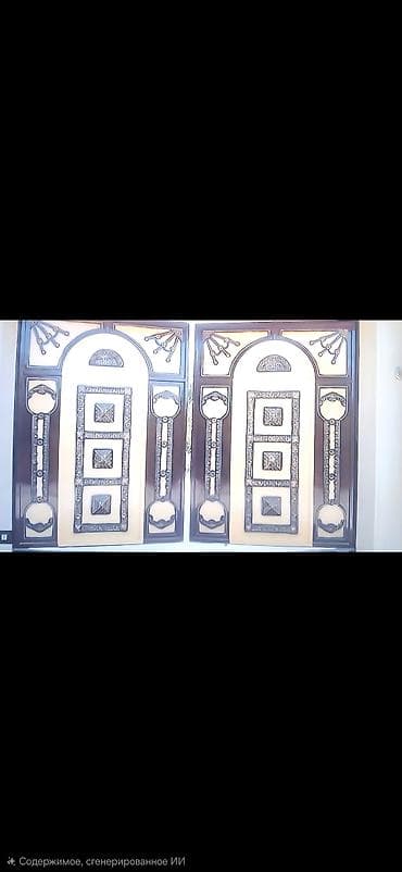 Həyət darvazaları: Dekorativ metal qapı dəsti - İkiyarpaq dekorativ giriş qapısı - — 1