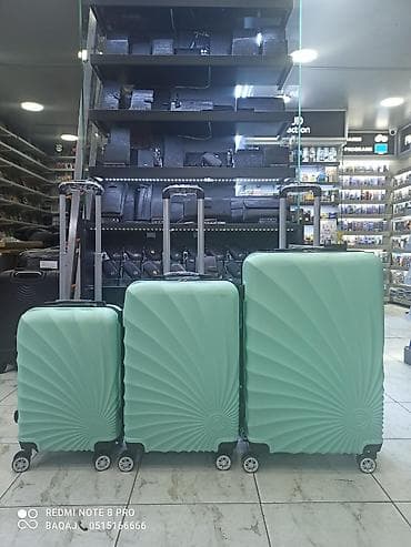 Çamadanlar: Sərt korpuslu səyahət çemodan dəsti - Rəng: açıq mint yaşıl - Korpus — 1