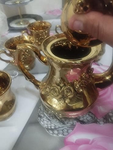 sultan tekstil: Çay dəsti, rəng - Qızılı, Keramika — 2